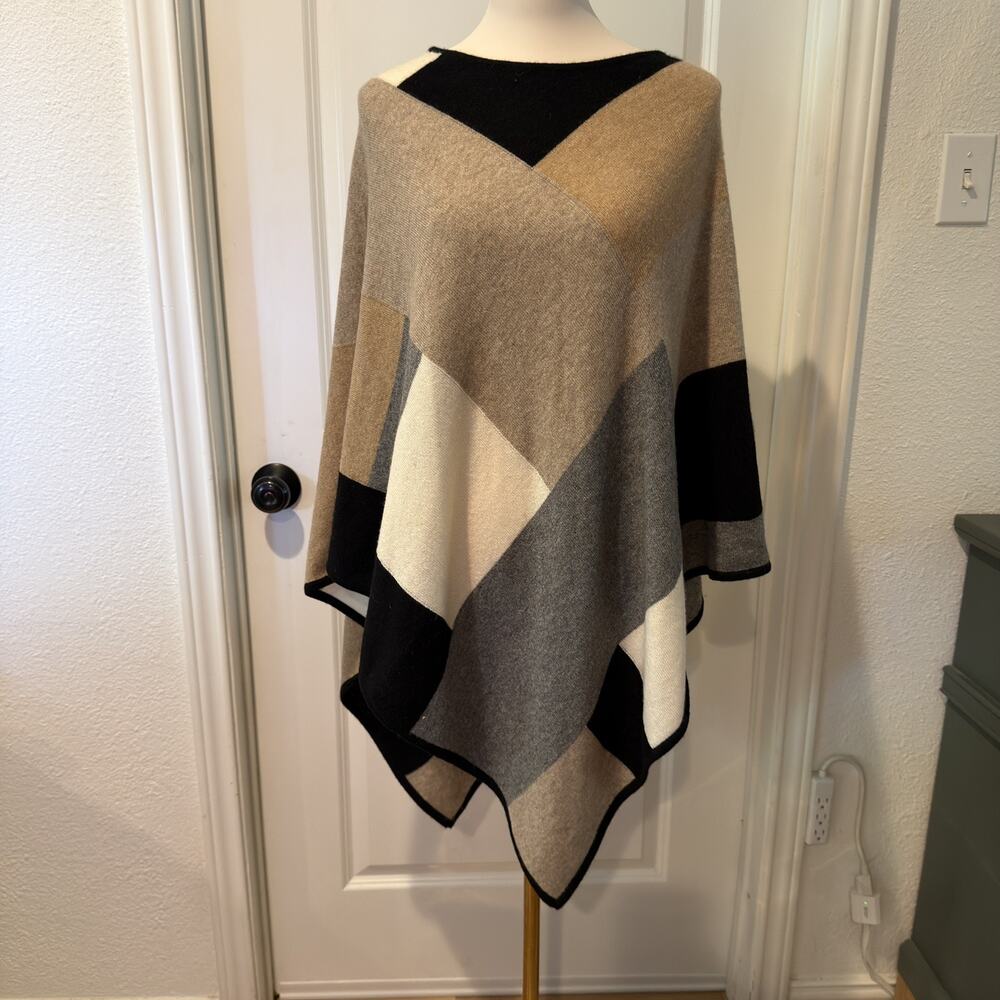 Charter Club Cozy Cashmere Luxury Multicolor Color Block Poncho Size OS